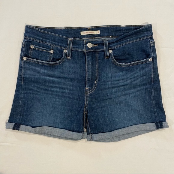 Levi's Pants - Levis Denim Shorts Womens 10 30 Mid Length Lapis Smile Medium Blue Jeans Cuffed